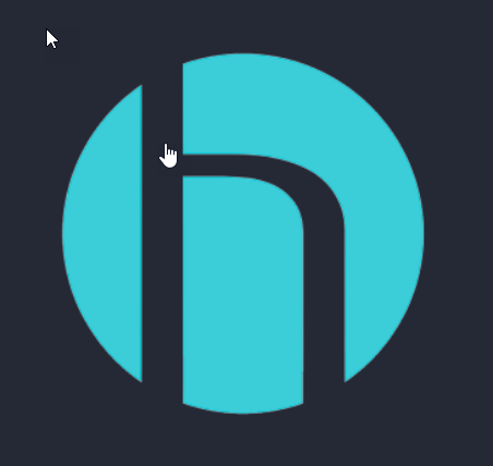 A blue circle with the letter h inside of it