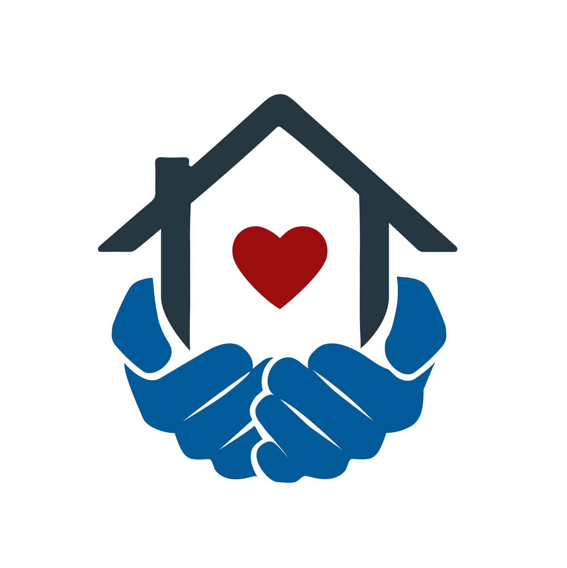 A pair of hands holding a house with a heart inside of it.