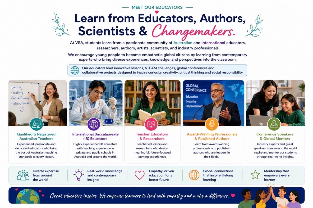Promotional banner with five educator portraits and the headline โLearn from Educators, Authors, Scientists & Changemakersโ