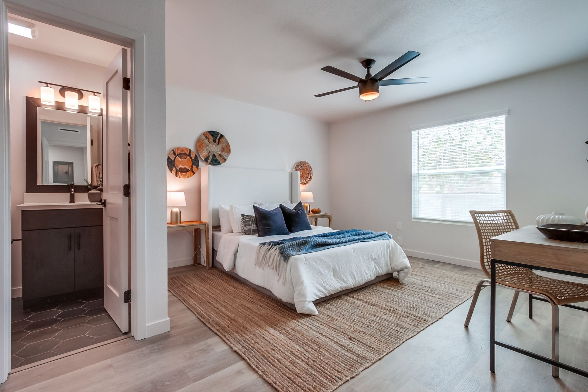 Photo showing a large bedroom with plenty of space