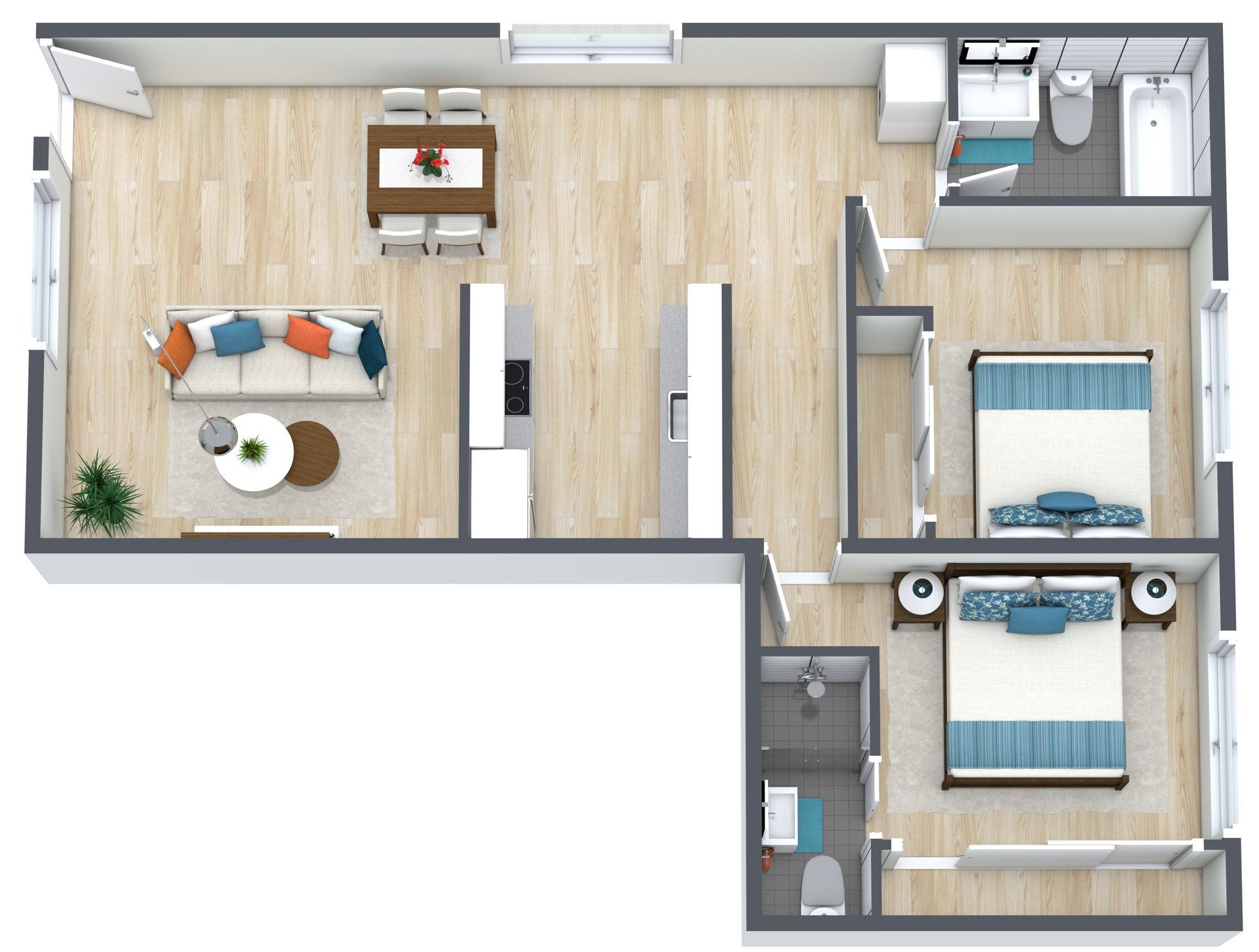 Floor plan for 2 Bedroom