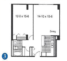 Floor Plan  1 Bed 1 Bath Deluxe