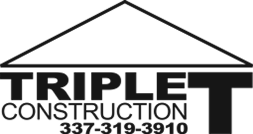 Logo for Triple T Construction, with a house shape and phone number.