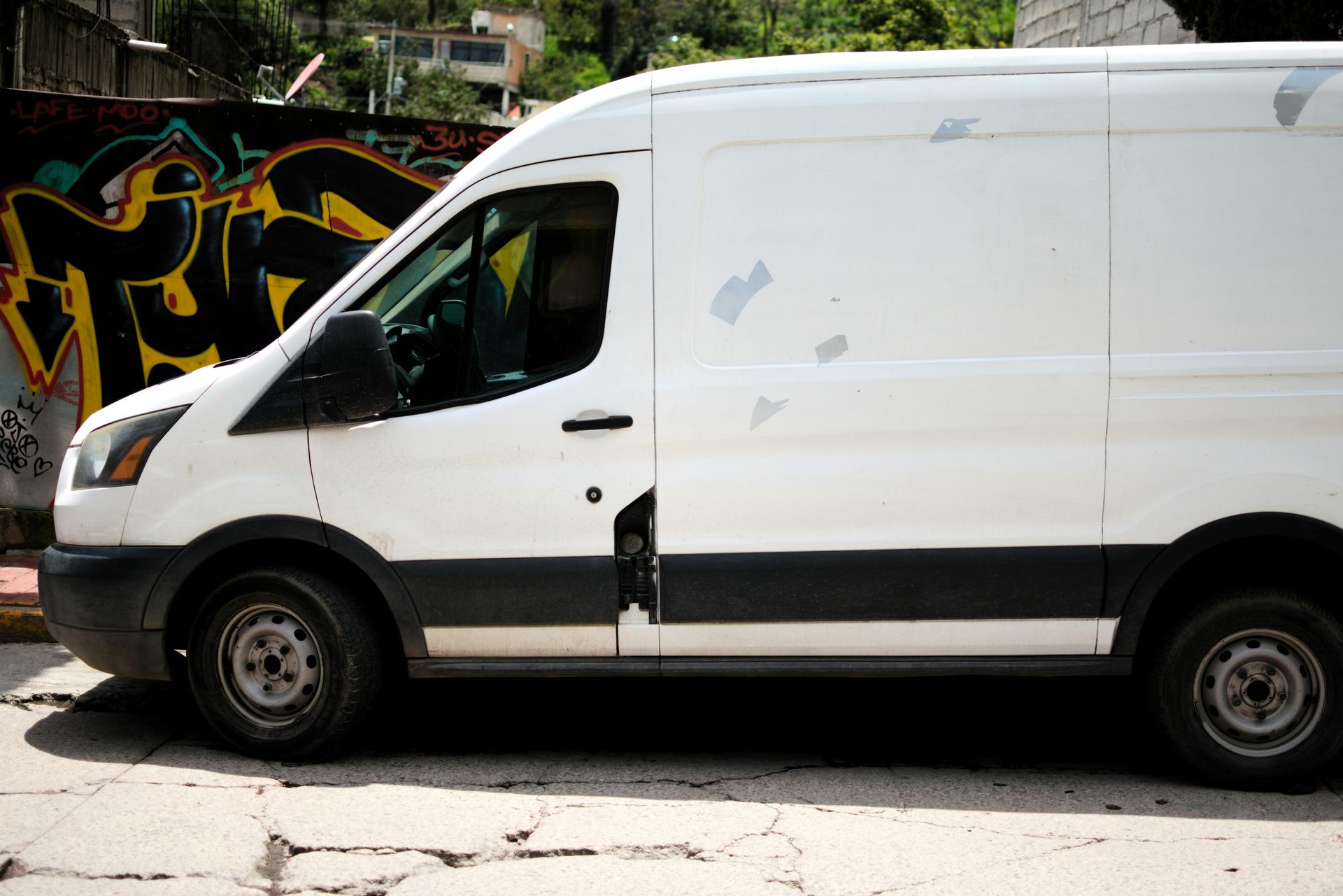 Blue truck on the road