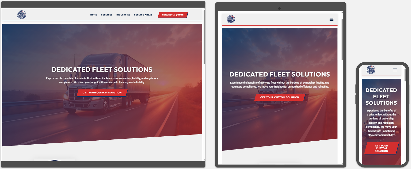 American Fleet Website Preview on Multiple Devices