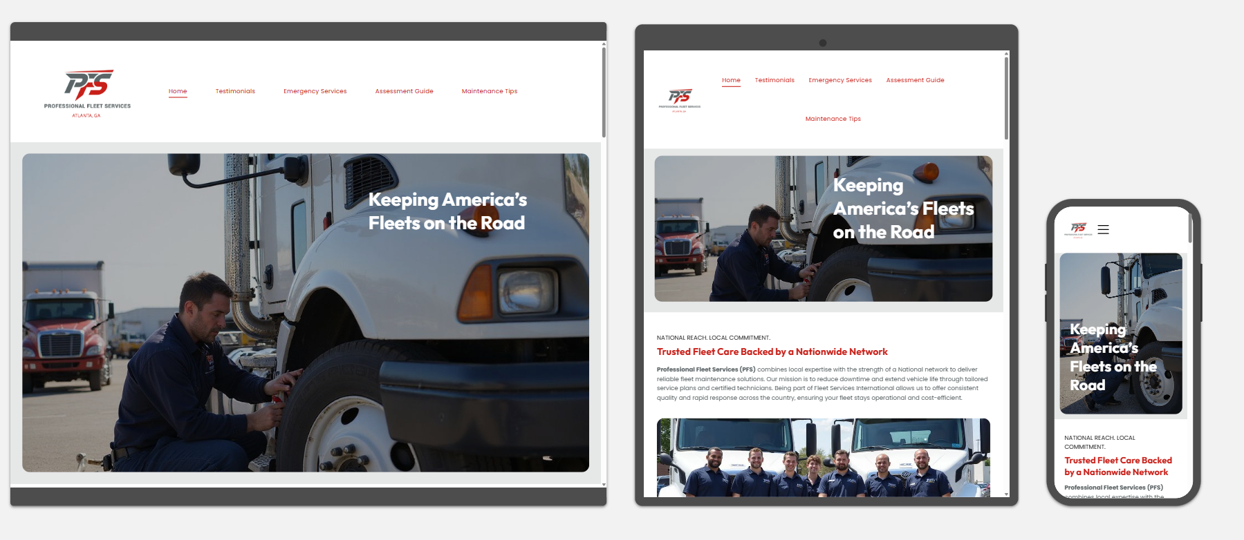 Professional Fleet Services Website Design Full Screenshot