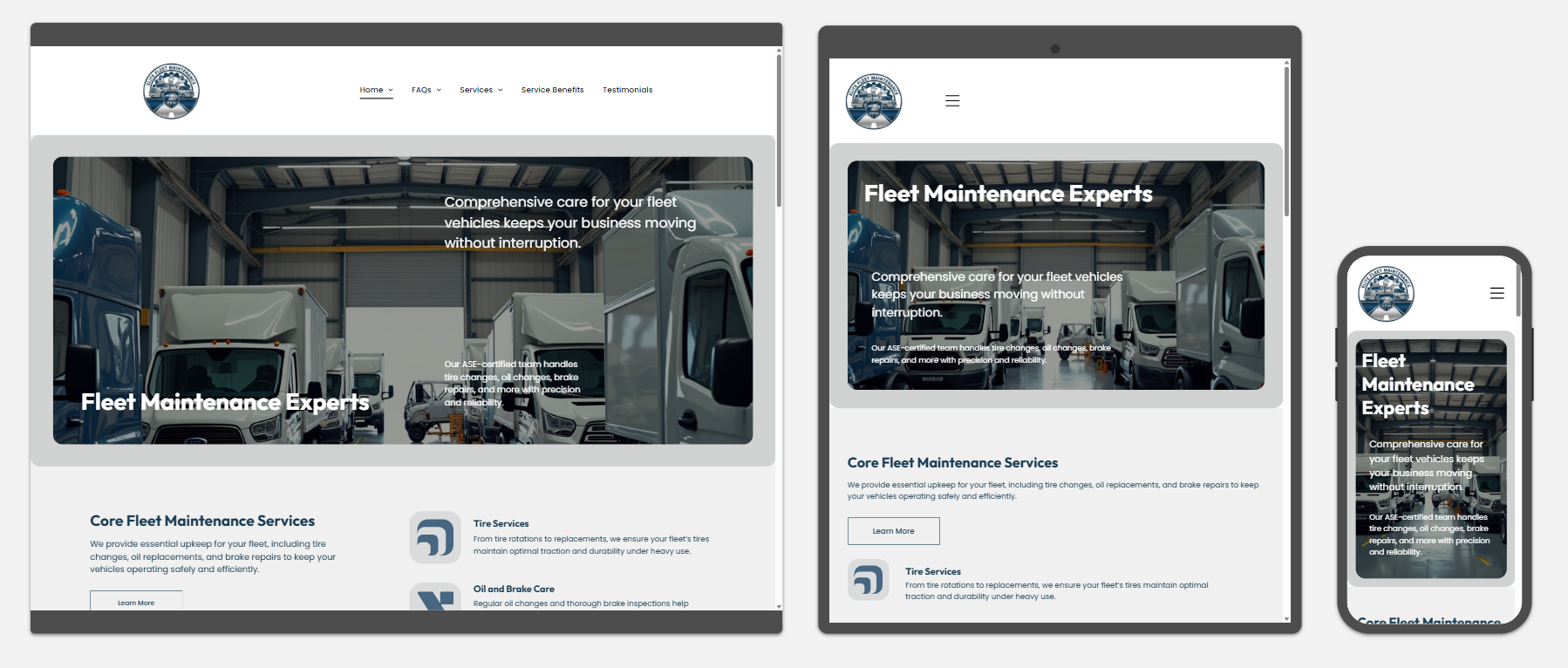 Elite Fleet Maintenance Website Design Full Screenshot