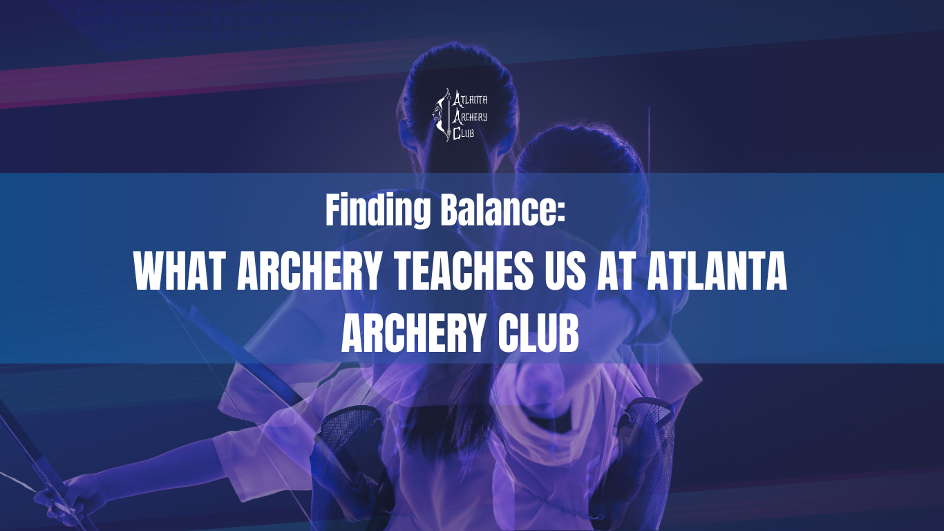 Two figures aiming bows at Atlanta Archery Club, with