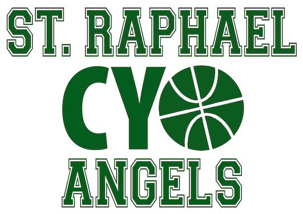 The logo for the st. raphael cy angels basketball team