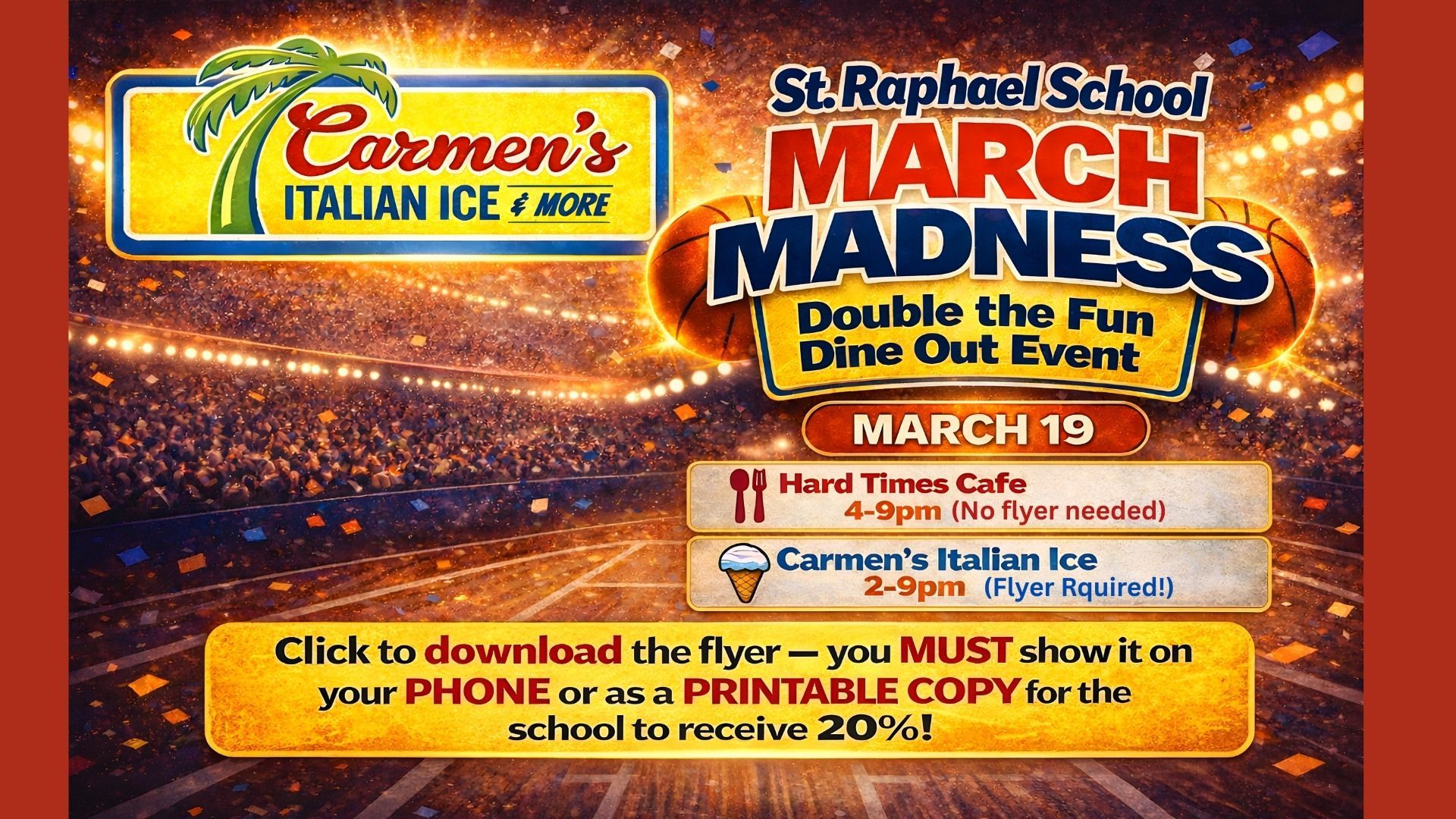 March Madness Dine Out. Hard Times and Carmen's