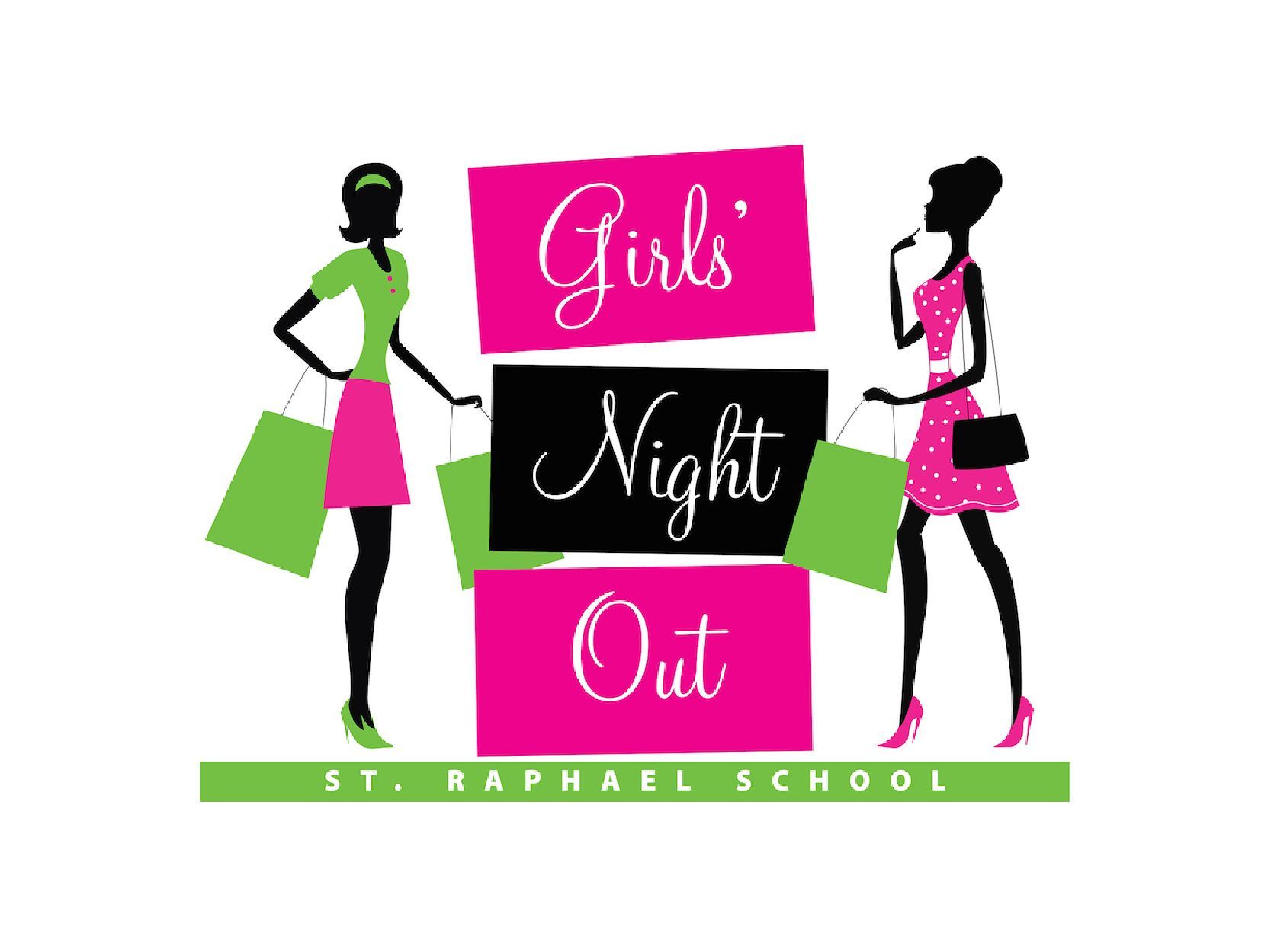 A logo for girls night out at st. raphael school