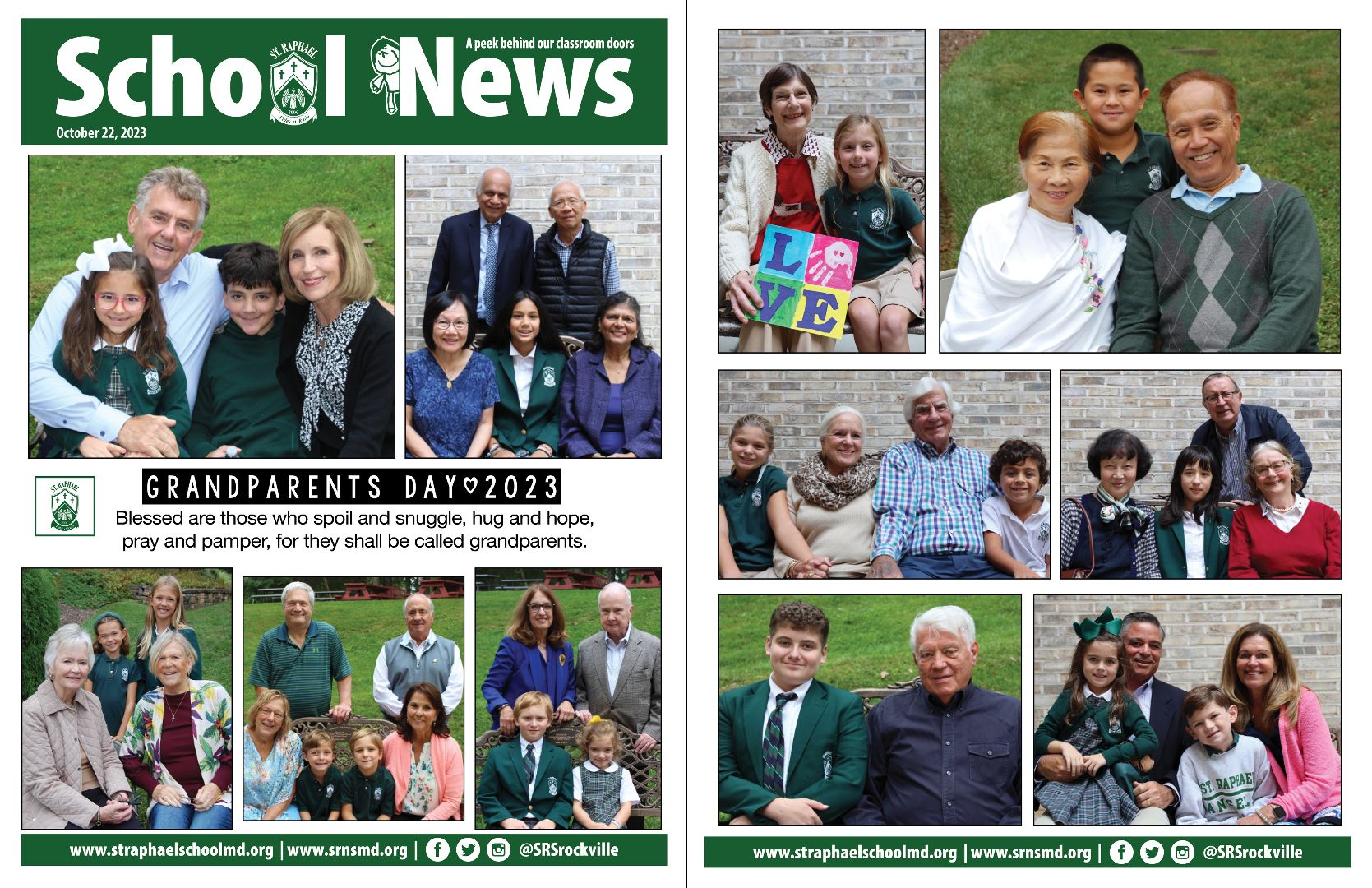 A school news newspaper with a collage of pictures of people