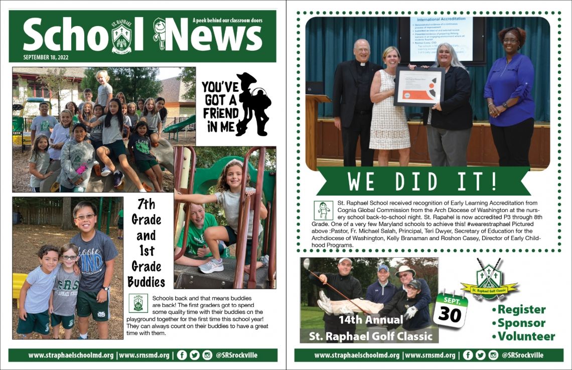 The front page of a school news magazine