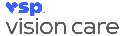 VSP vision care logo in blue and gray text