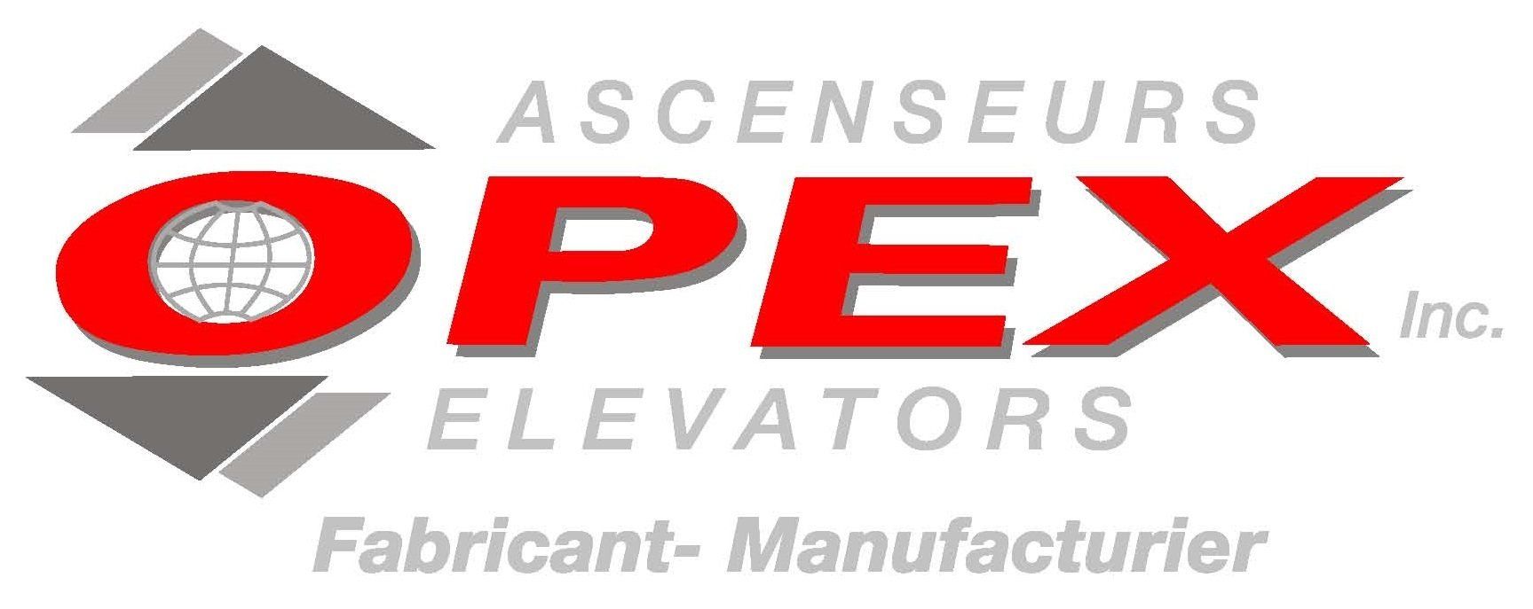 Un logo pour ascenseurs opex inc. qui est un fabricant d'ascenseurs