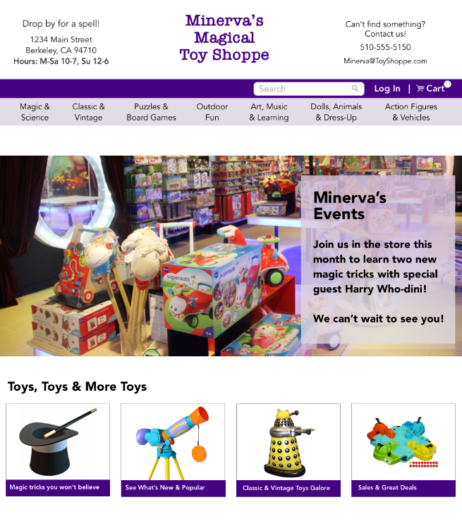 Toy Website Home Page
