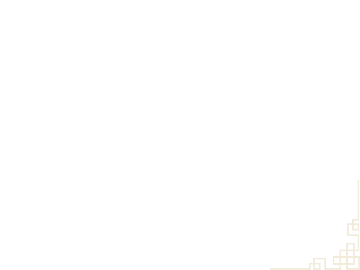 Une bordure d'angle dorée avec des carrés sur fond blanc.
