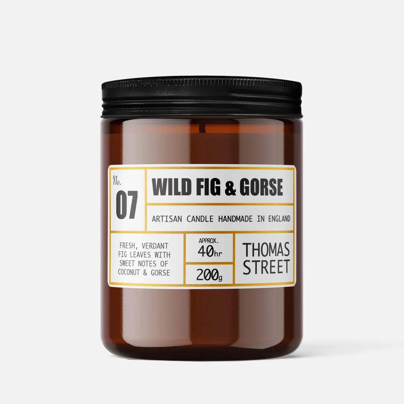 A jar of wild fig and gorse candle by thomas street