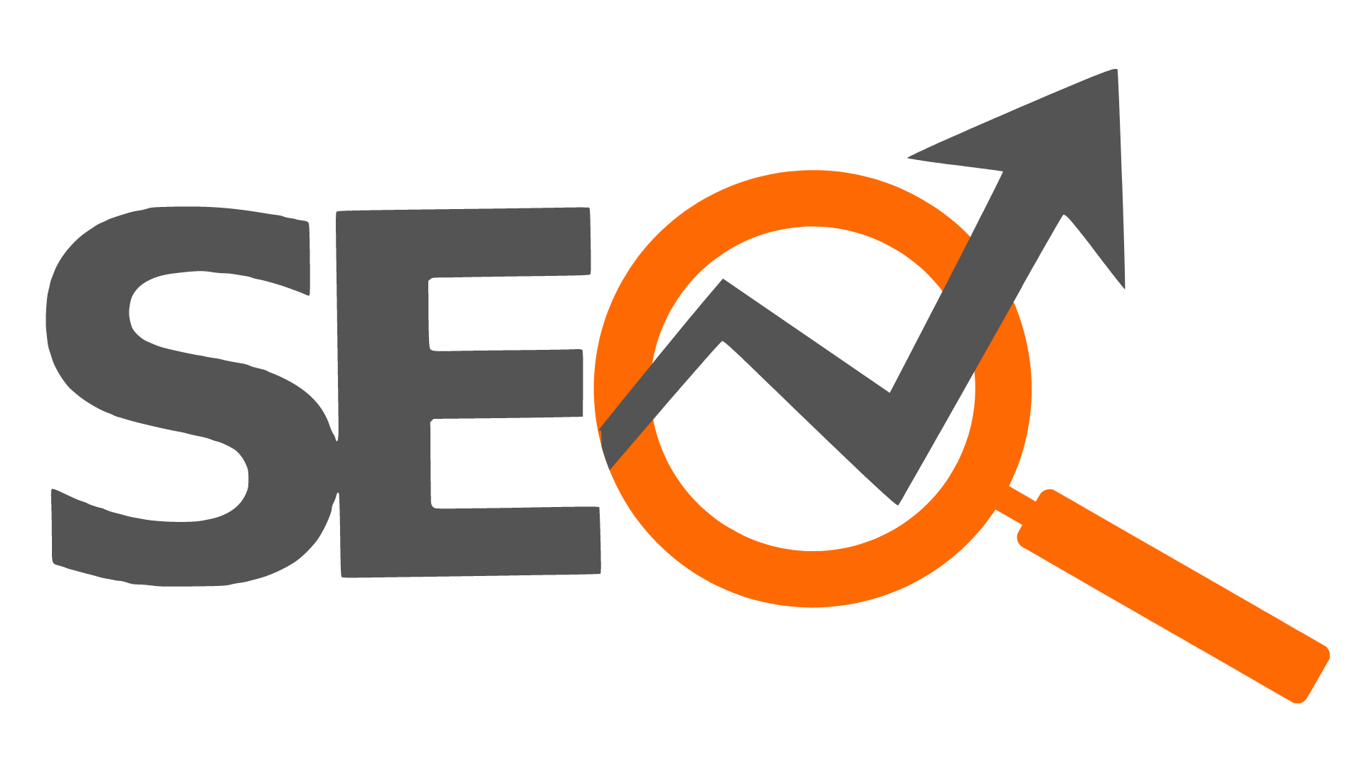 A logo for seo with an arrow and a magnifying glass