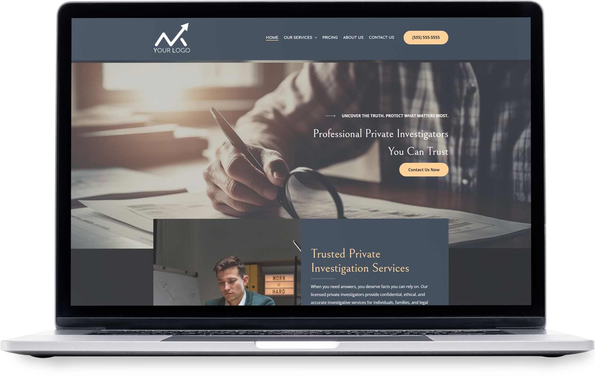 A woman is standing in front of a building on a tablet.