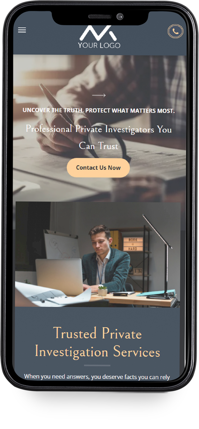 A cell phone with a website on it that says `` add company slogan ''.
