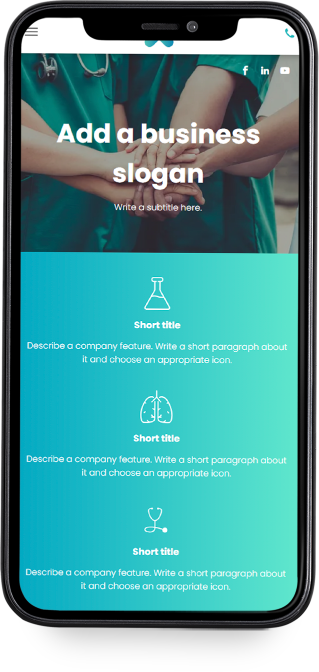 A cell phone displays a page that says add a business logan