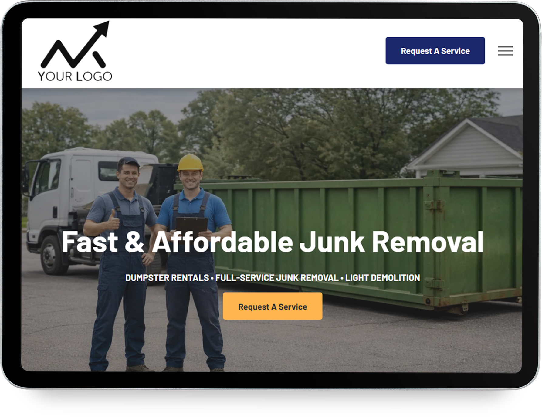 A tablet with a website on it that says we design concept and urban spaces