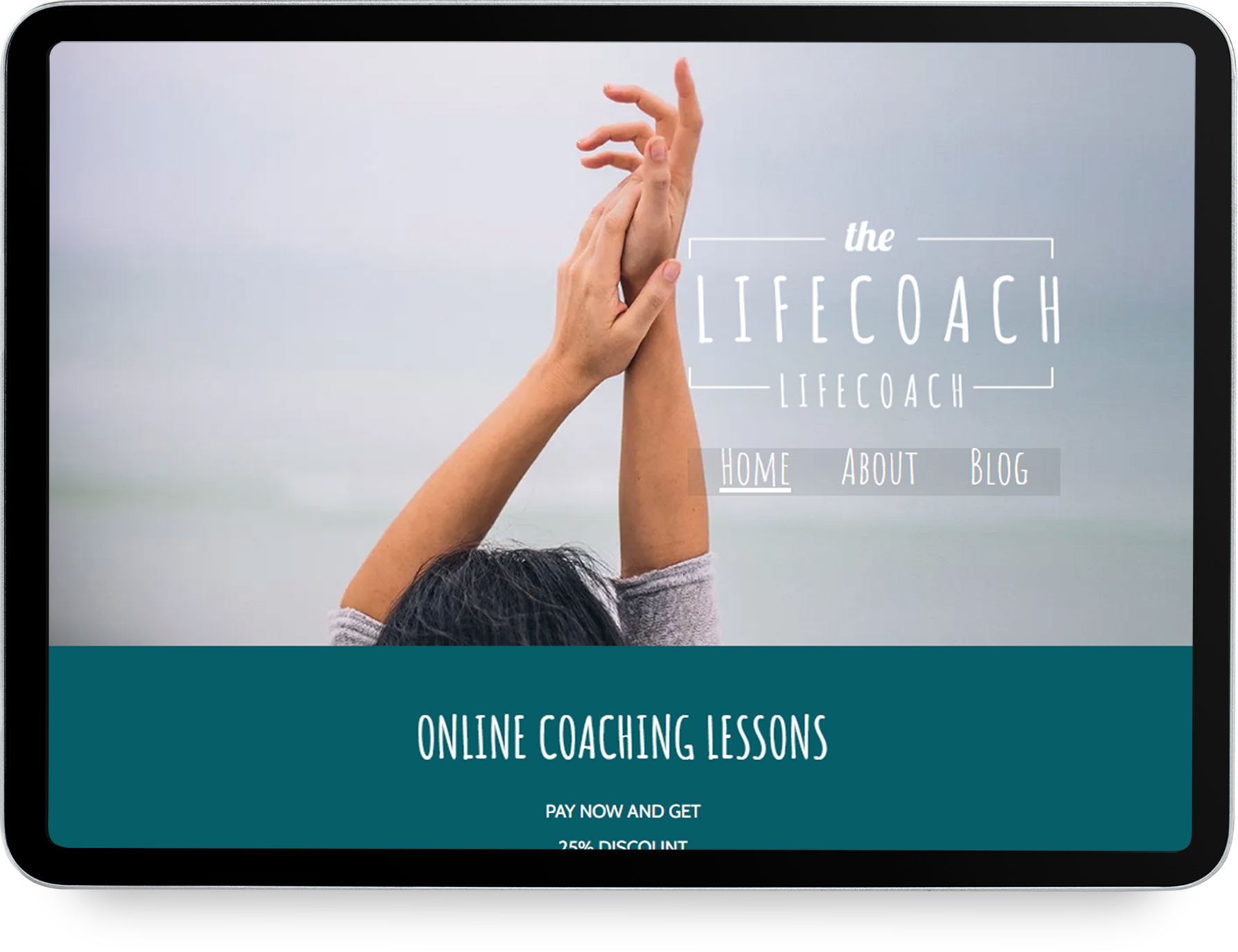 A tablet with a website on it that says we design concept and urban spaces