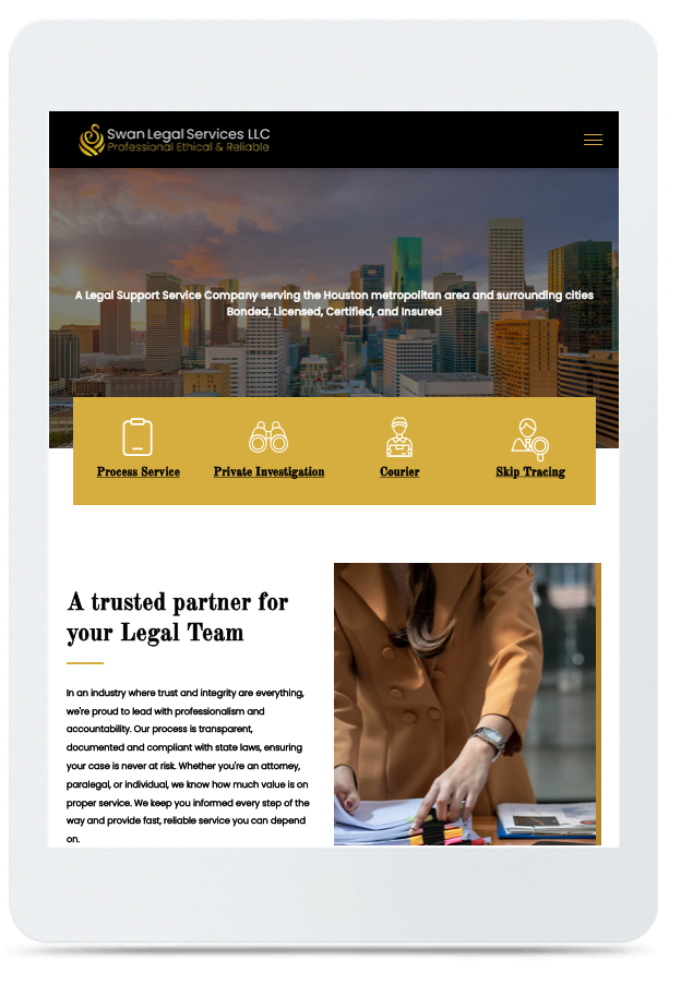 A tablet with a website on it that says we design concept and urban spaces