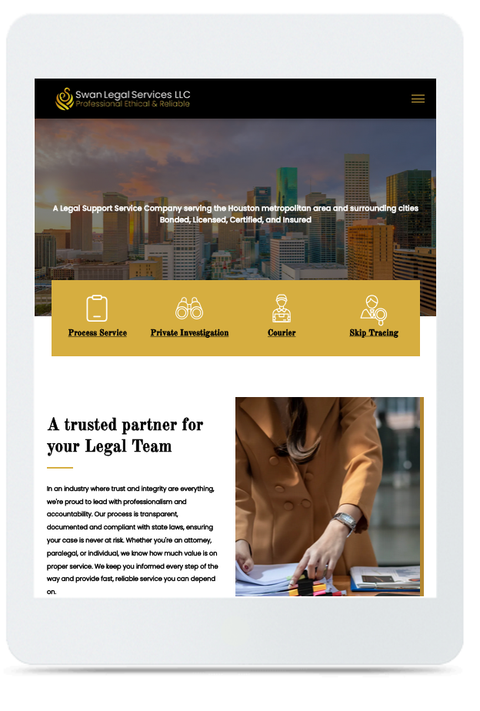 A tablet with a website on it that says we design concept and urban spaces
