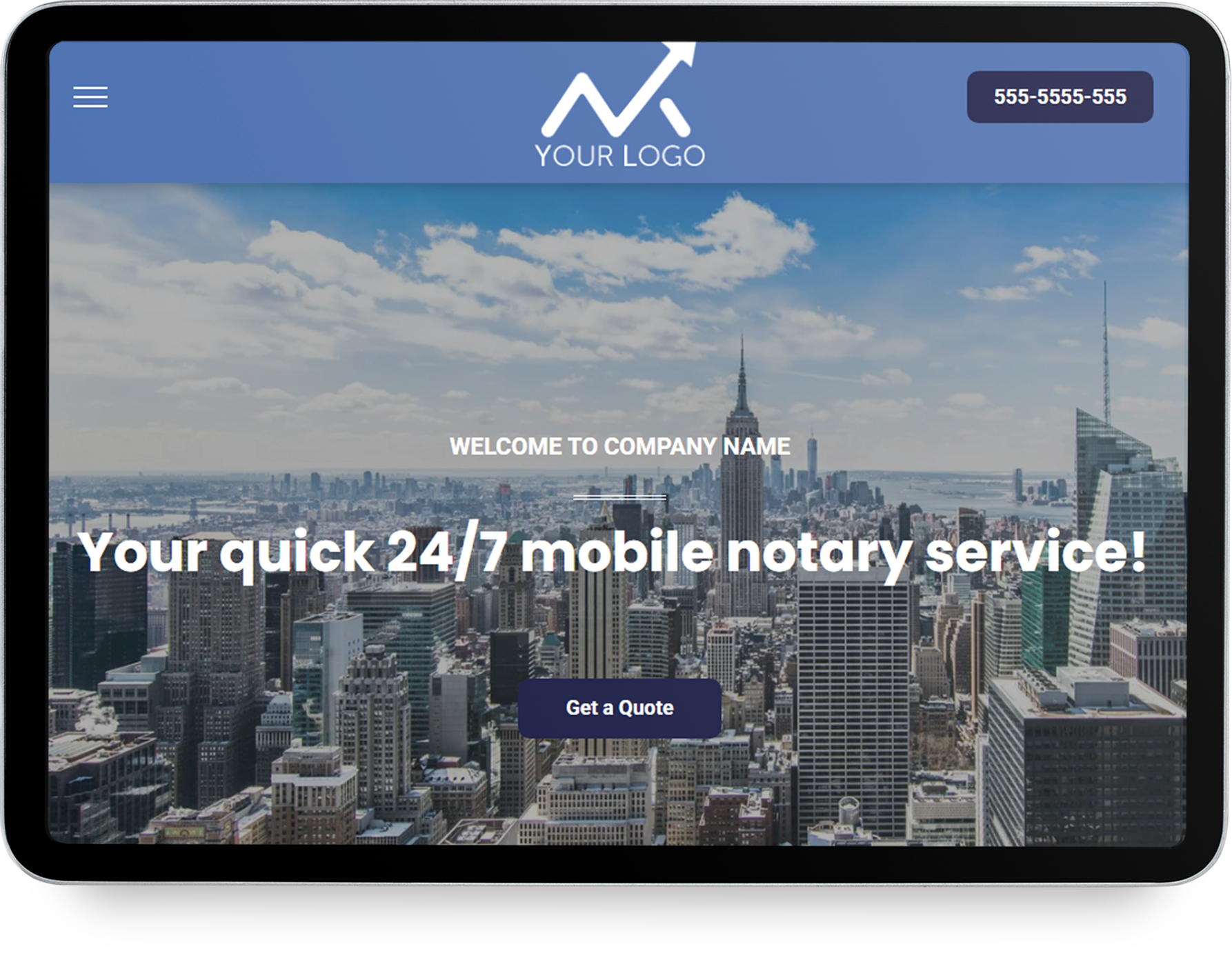 A white cell phone displaying a website for archic design