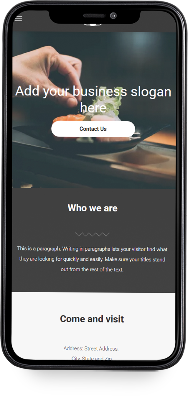 A cell phone with a slogan that says add your business slogan here
