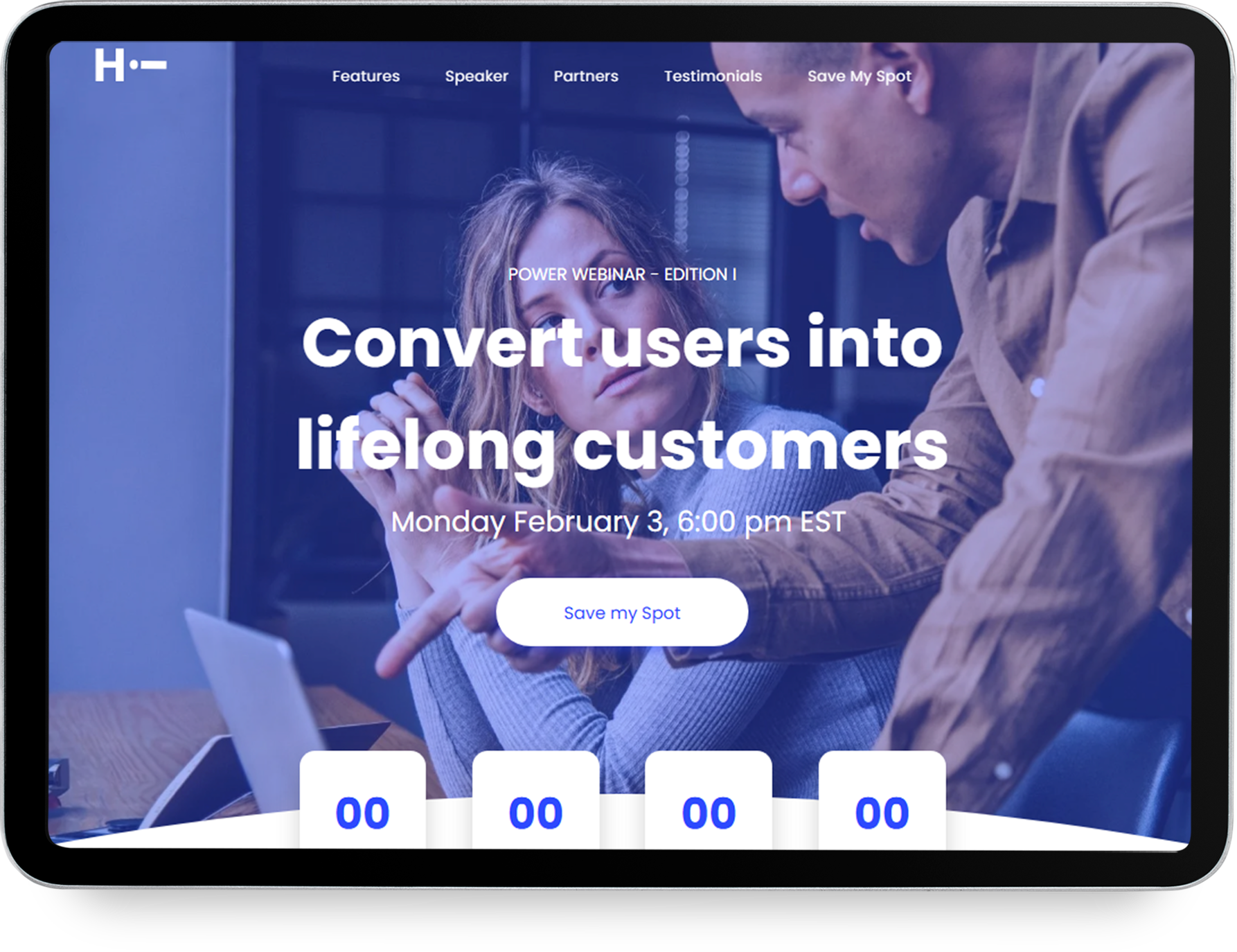 A tablet with a website on it that says we design concept and urban spaces