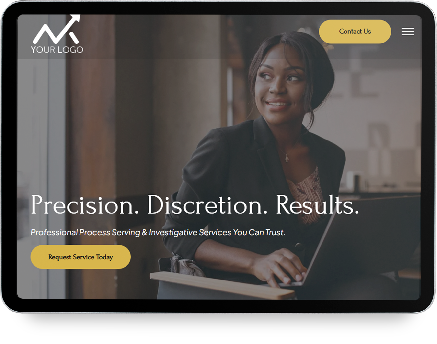 A white cell phone displaying a website for archic design