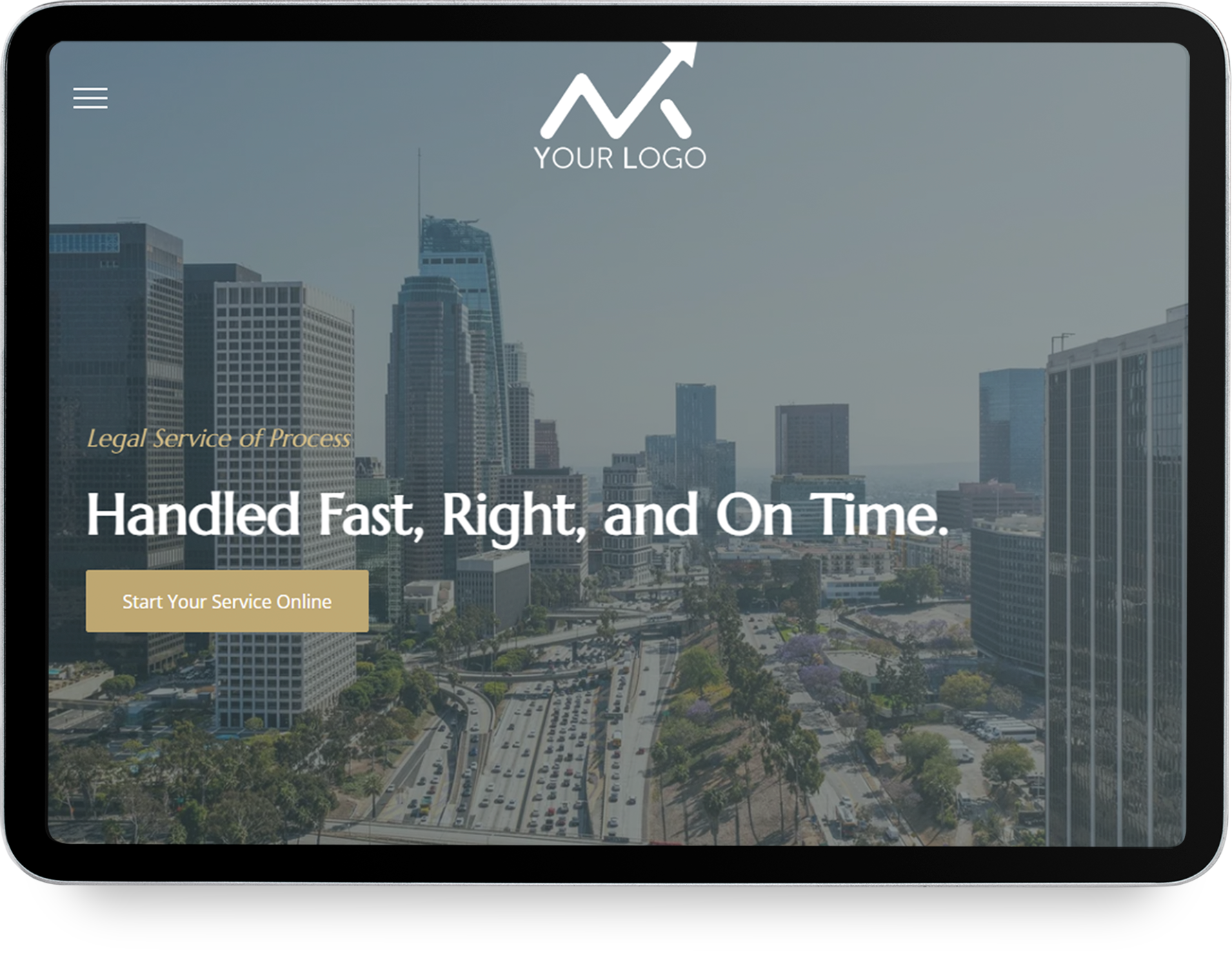 A white cell phone displaying a website for archic design