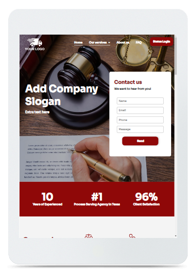 A white cell phone displaying a website for archic design