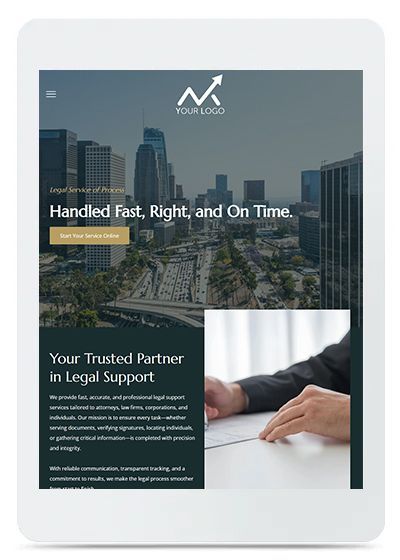 A white cell phone displaying a website for archic design