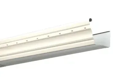 White seamless aluminum gutter section.
