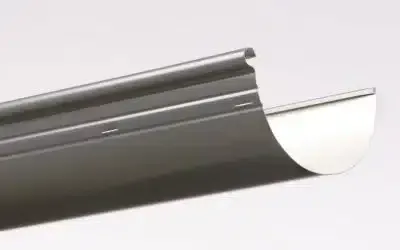 Sectional gray aluminum gutter.