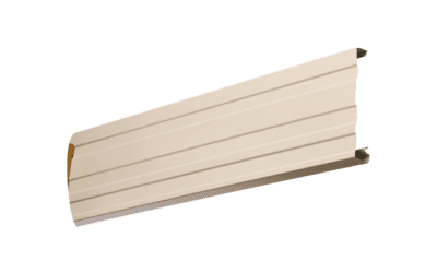 Beige horizontal panel with several evenly spaced, narrow grooves.