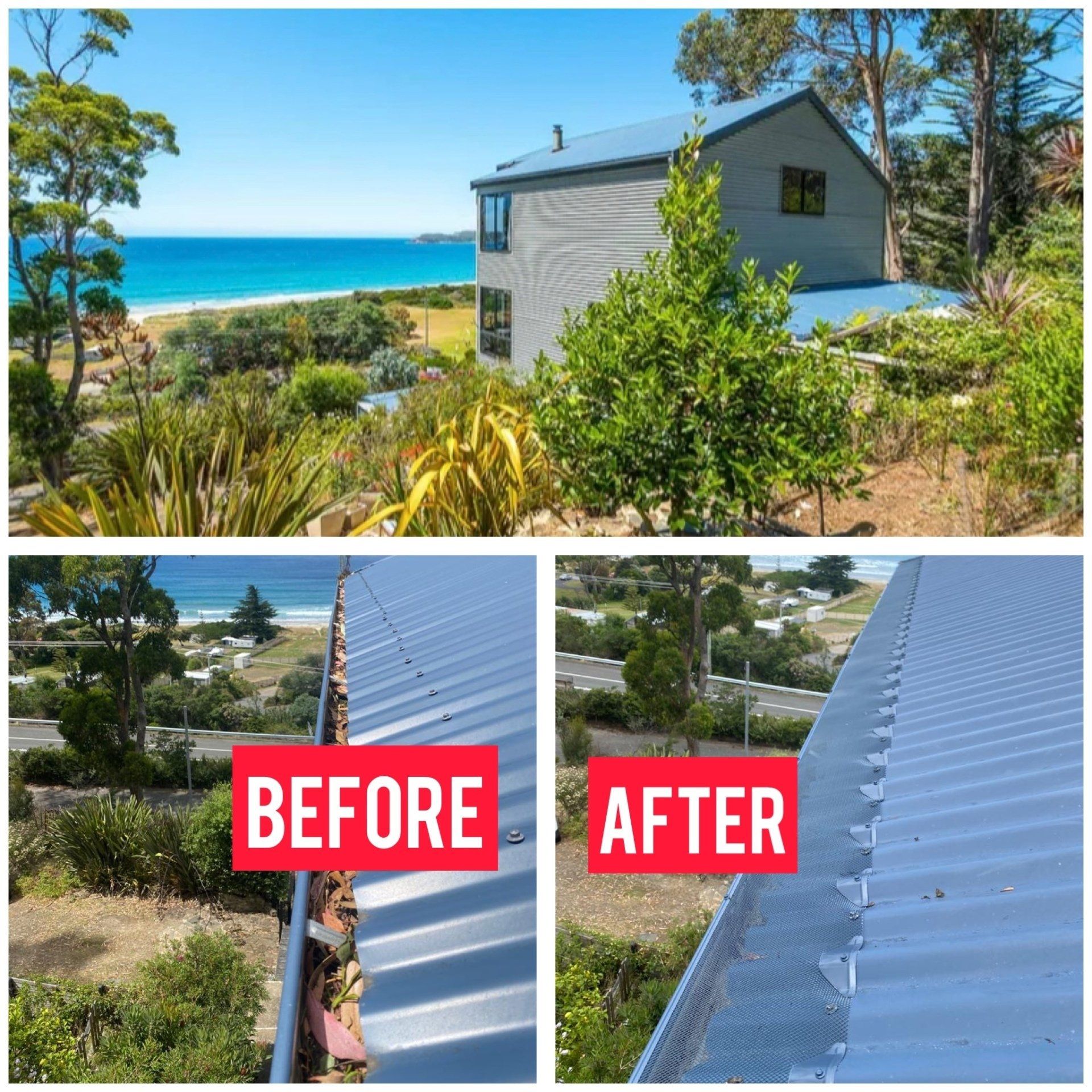 before-and-after gutter guard installation