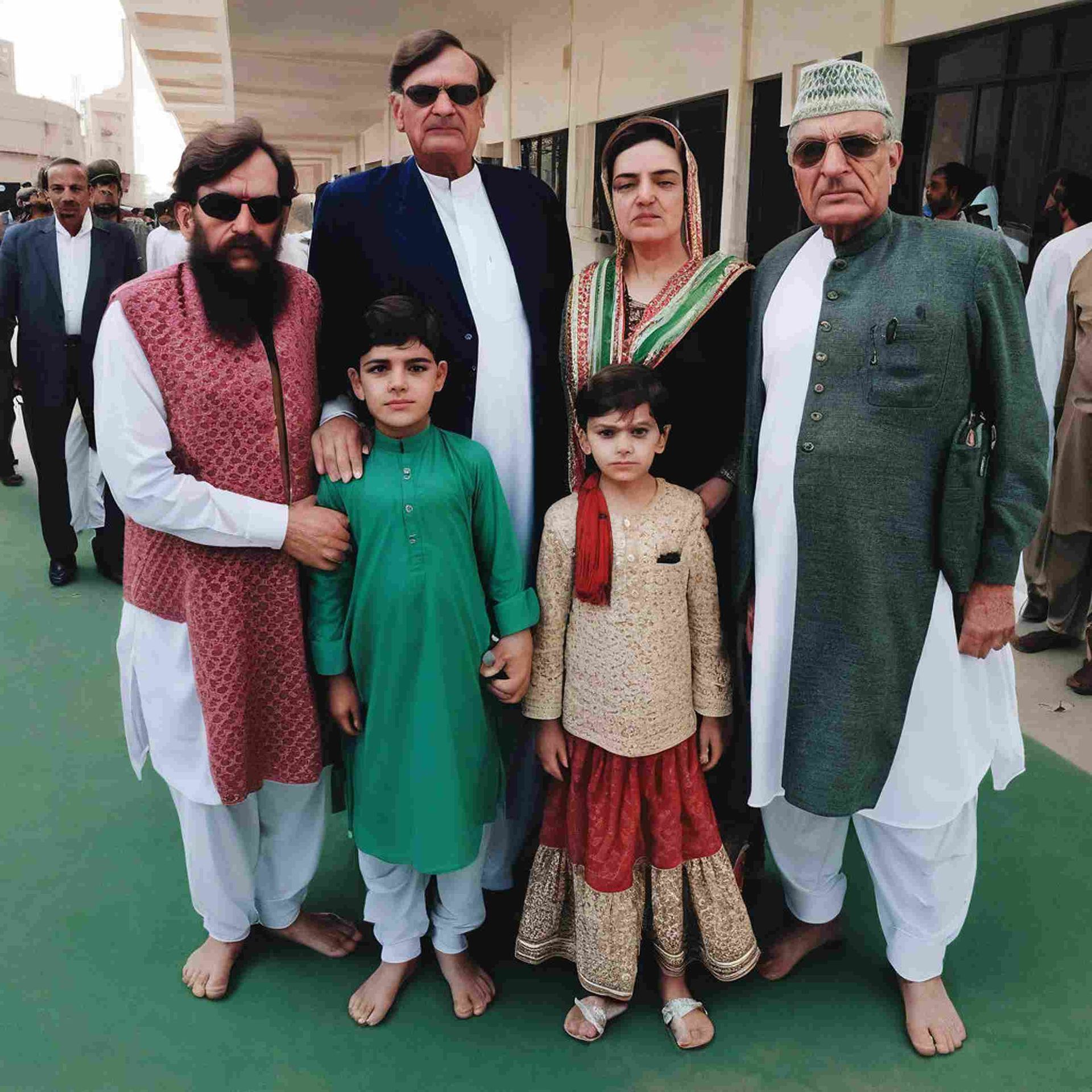 A group of people posing for a picture including a boy in a green shirt