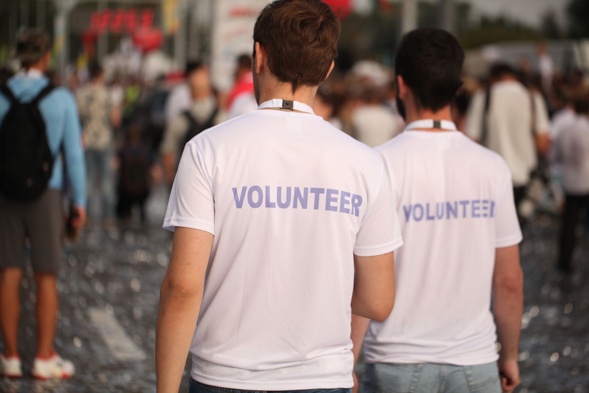 to volunteers working at a festival 