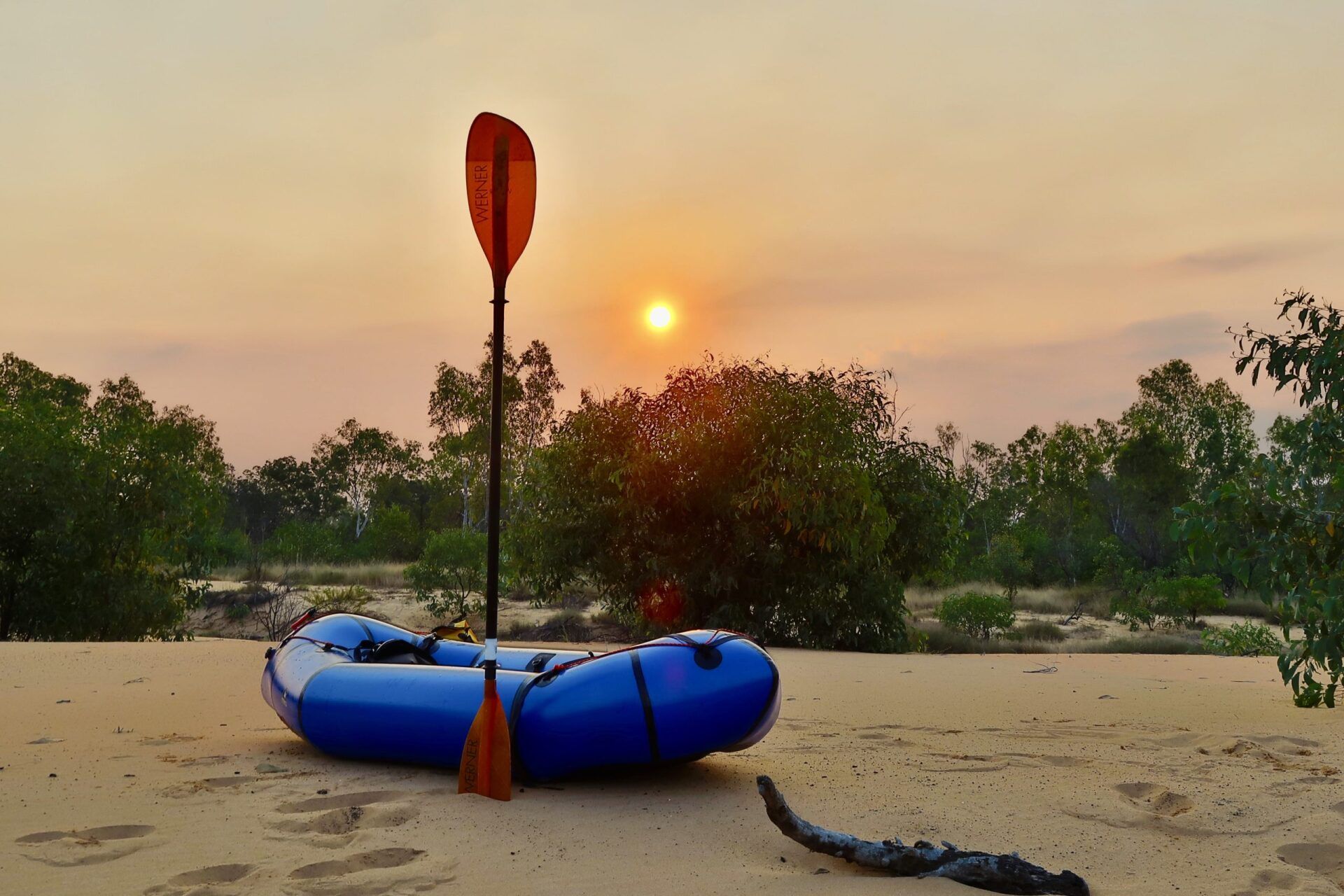 Drysdale River National Park, Kimberley, WA, beach camp on pack-raft expedition