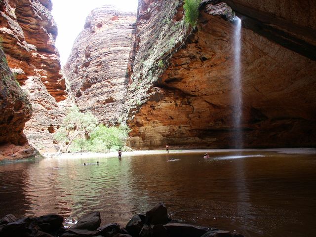 Purnululu/Bungle Bungles. Cathedral Gorge waterfall, wet season.