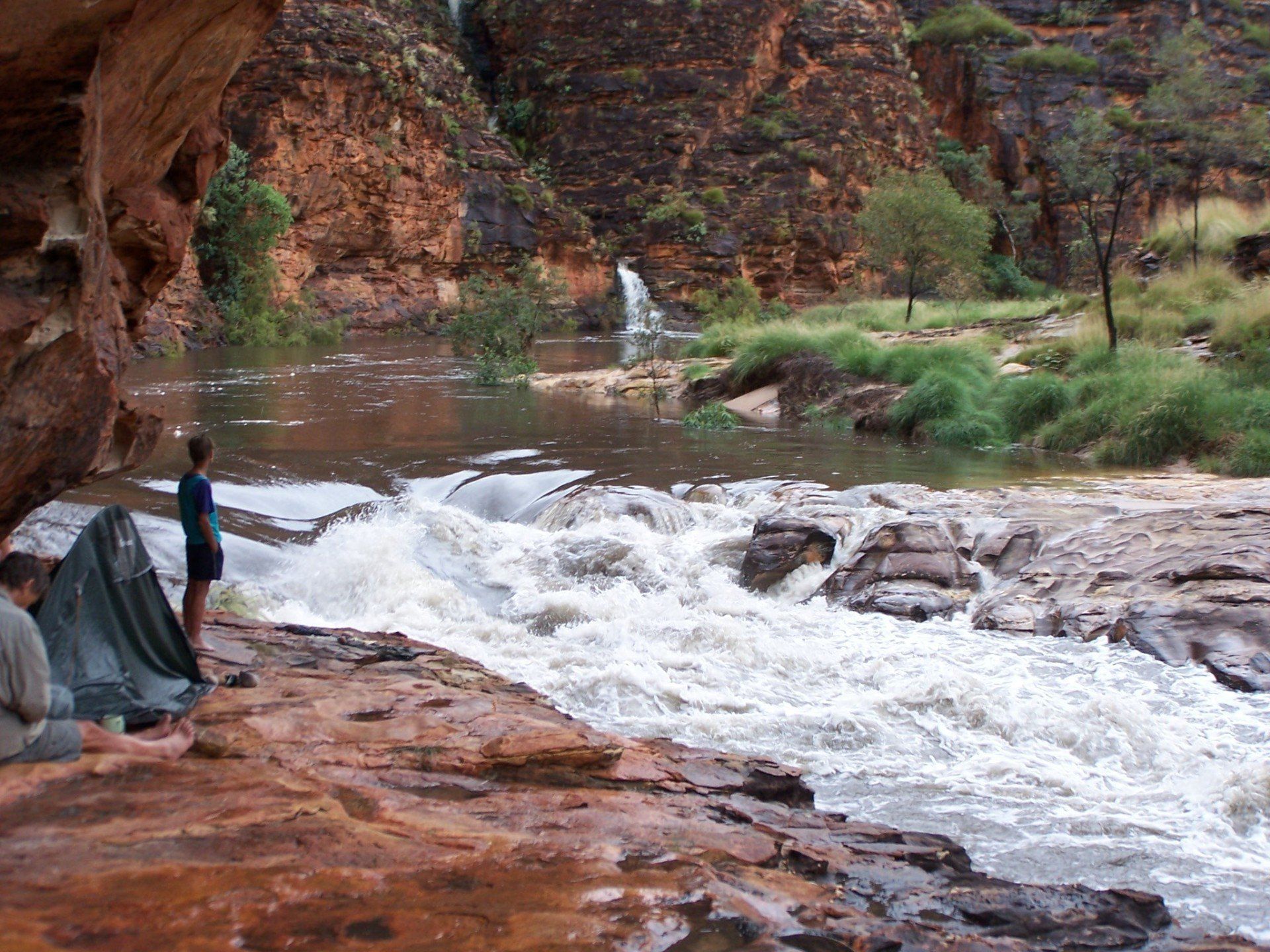 Purnululu/Bungle Bungles. Watching the flood at one of our wet season base camps on our Piccaninny Creek trek.
