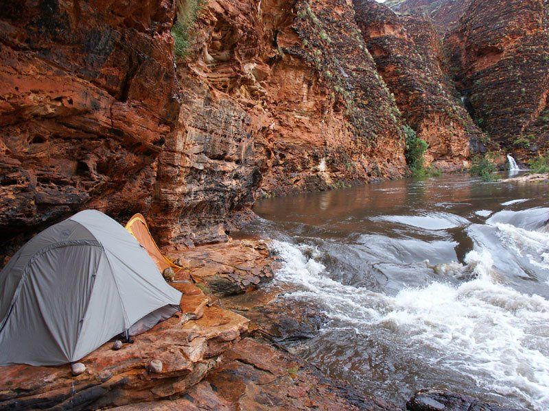 Purnululu/Bungle Bungles, wet season.  One of the Willis's Walkabouts bushwalking base camps on Piccaninny Creek.