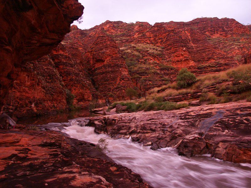 Purnululu/Bungle Bungles, wet season.  Sunset at one of our Piccaninny Creek trekking base camps.