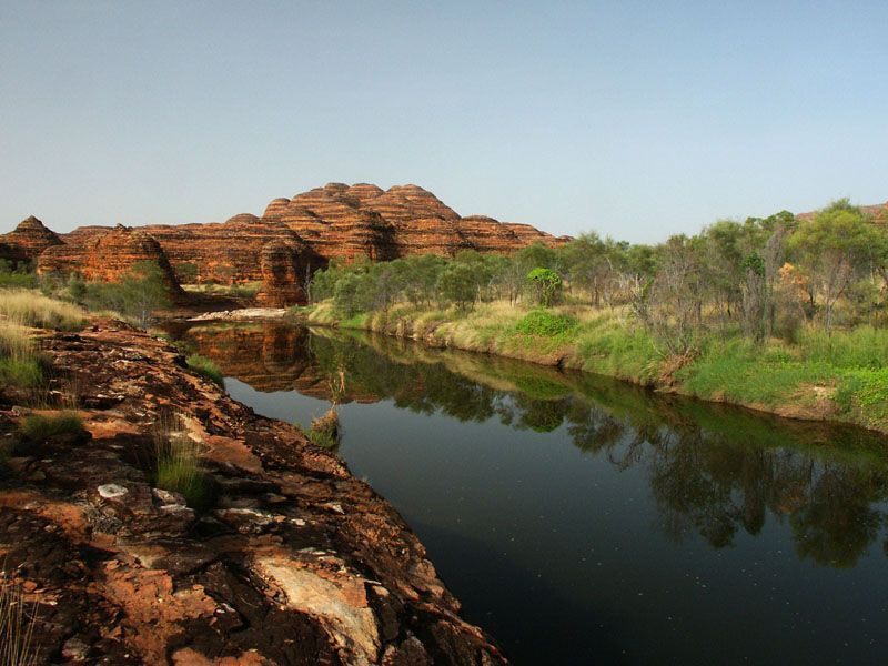 Purnululu/Bungle Bungles, wet season.  Lower Piccaninny Creek near the start of our bushwalk.
