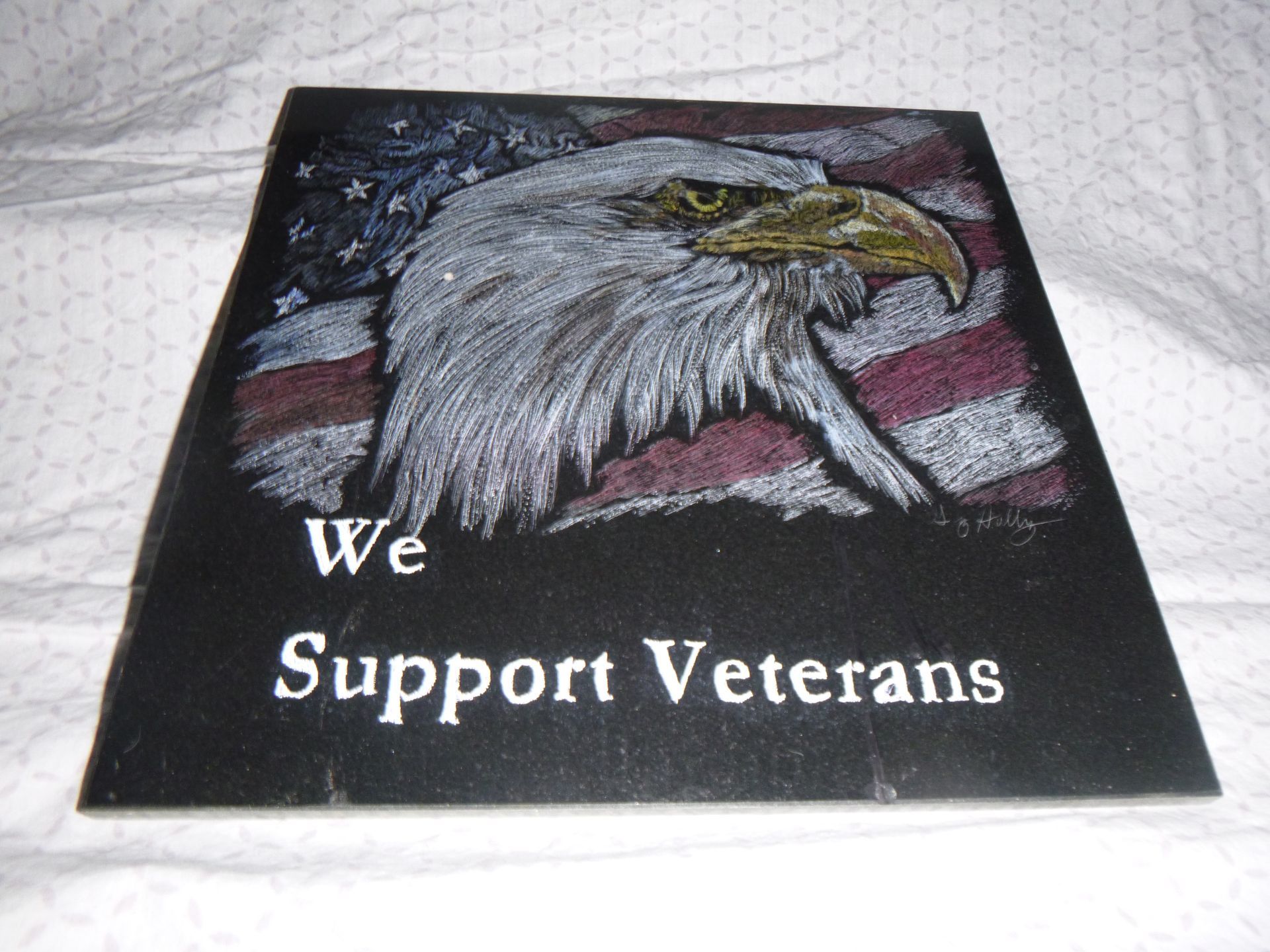 We Support Veterans Marble Plaque